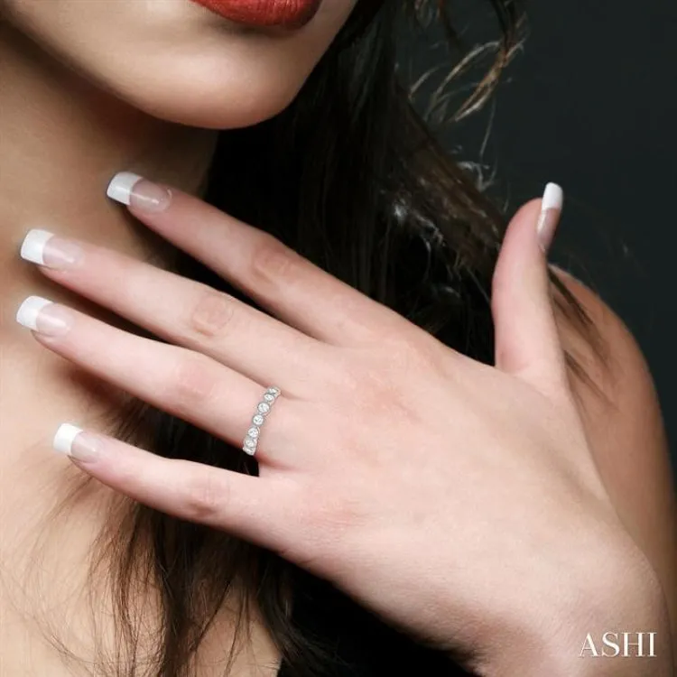 1/2 ctw Jointed Discs Rose Cut Diamond Stack Band in 14K White Gold