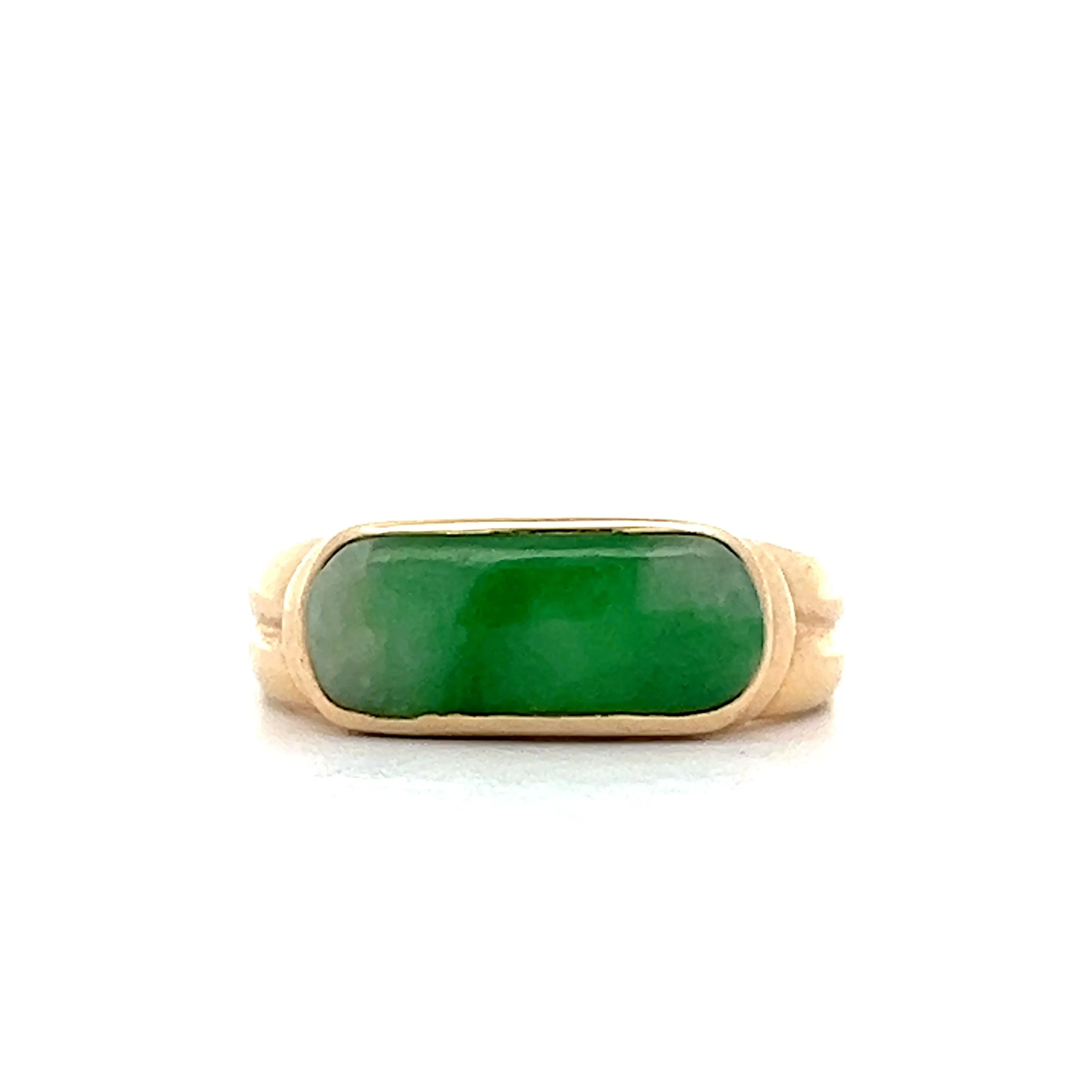 1.35 Cabochon Jade Saddleback Cocktail Ring in 14k