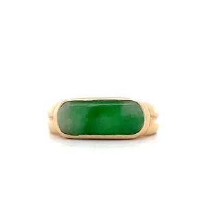 1.35 Cabochon Jade Saddleback Cocktail Ring in 14k