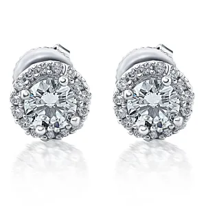 1/4 Ct Halo Diamond Studs 10K White Gold