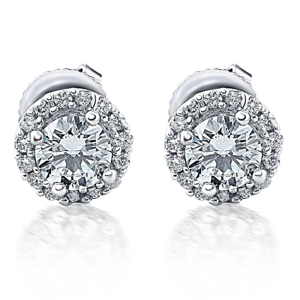 1/4 Ct Halo Diamond Studs 10K White Gold