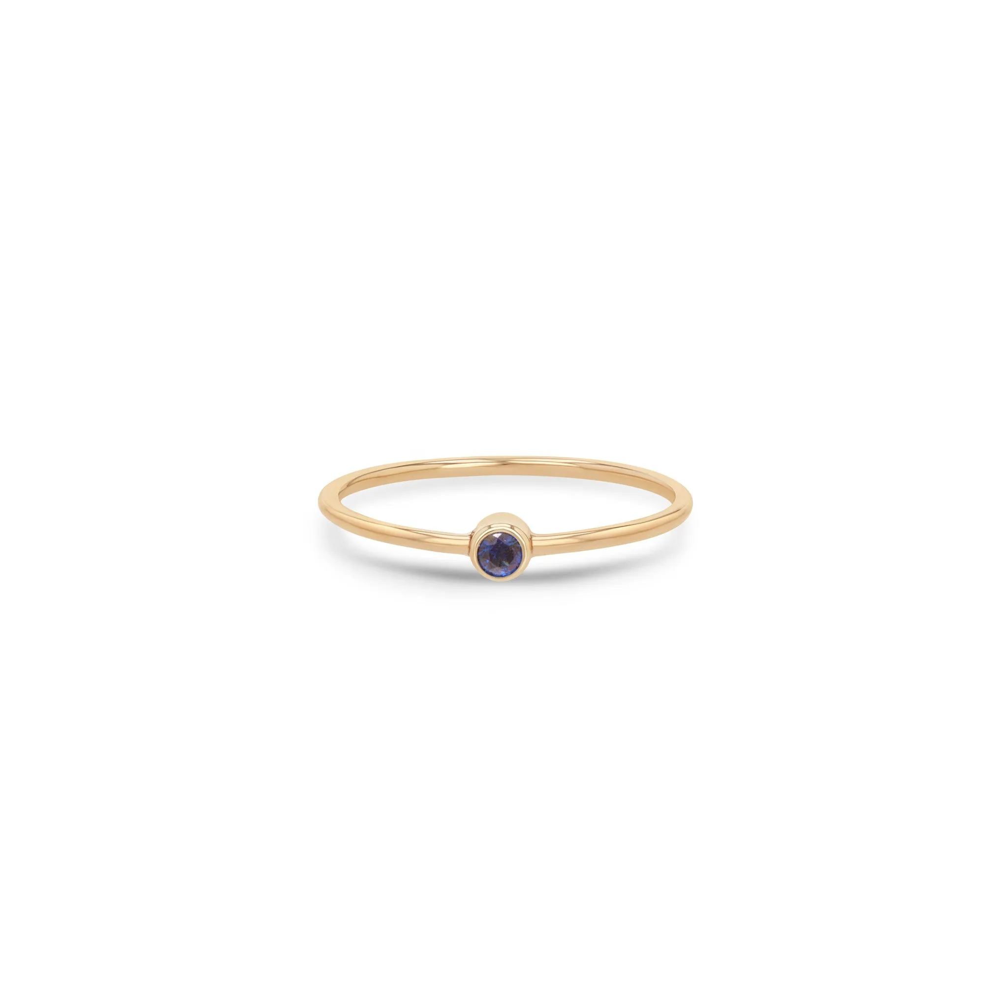 14k Blue Sapphire Bezel Ring | September Birthstone