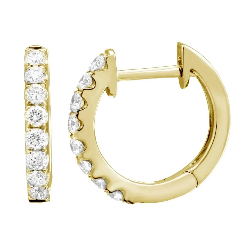 14k Gold Diamond Huggy Earrings