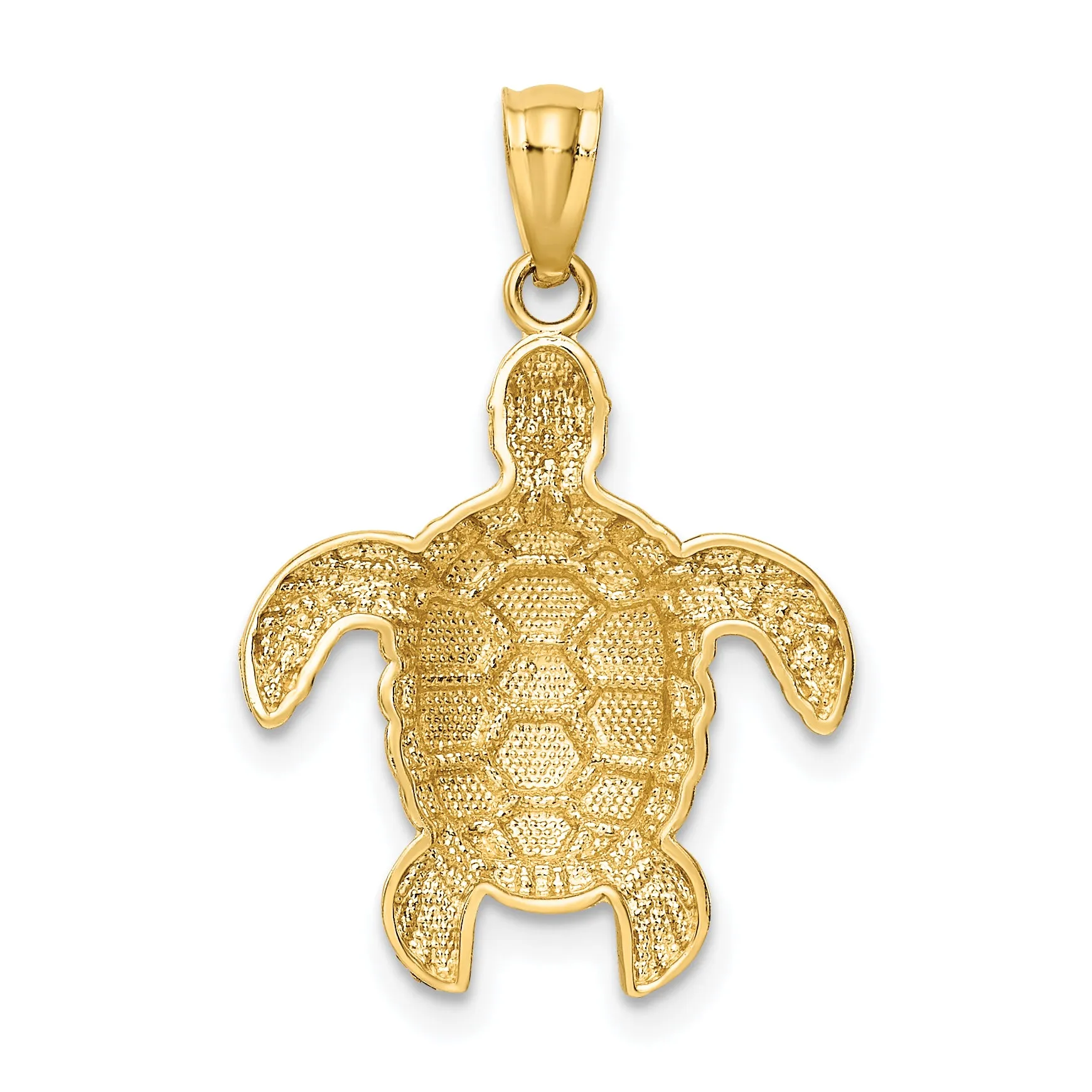 14K Gold Polished Sea Turtle Pendant with Diamond-Cut Detailing  Sophisticated Men’s Charm