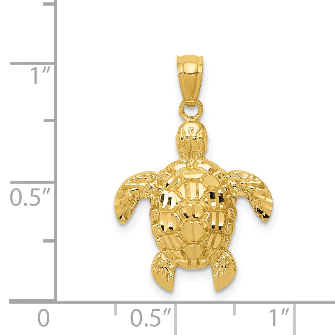 14K Gold Polished Sea Turtle Pendant with Diamond-Cut Detailing  Sophisticated Men’s Charm