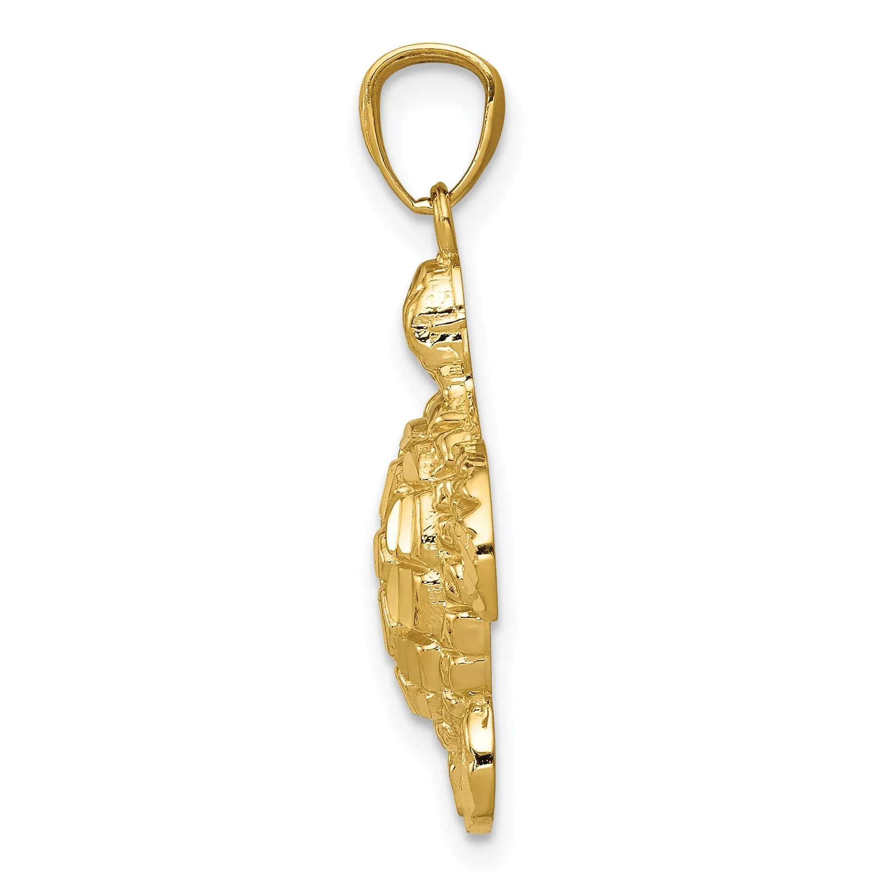 14K Gold Polished Sea Turtle Pendant with Diamond-Cut Detailing  Sophisticated Men’s Charm