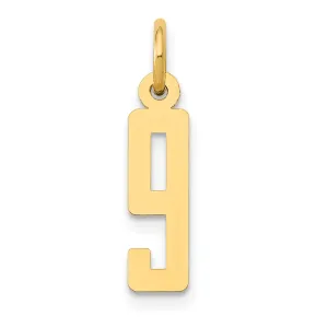 14K Gold Polished Small Number 9 Charm Laser Cut Elegant Design