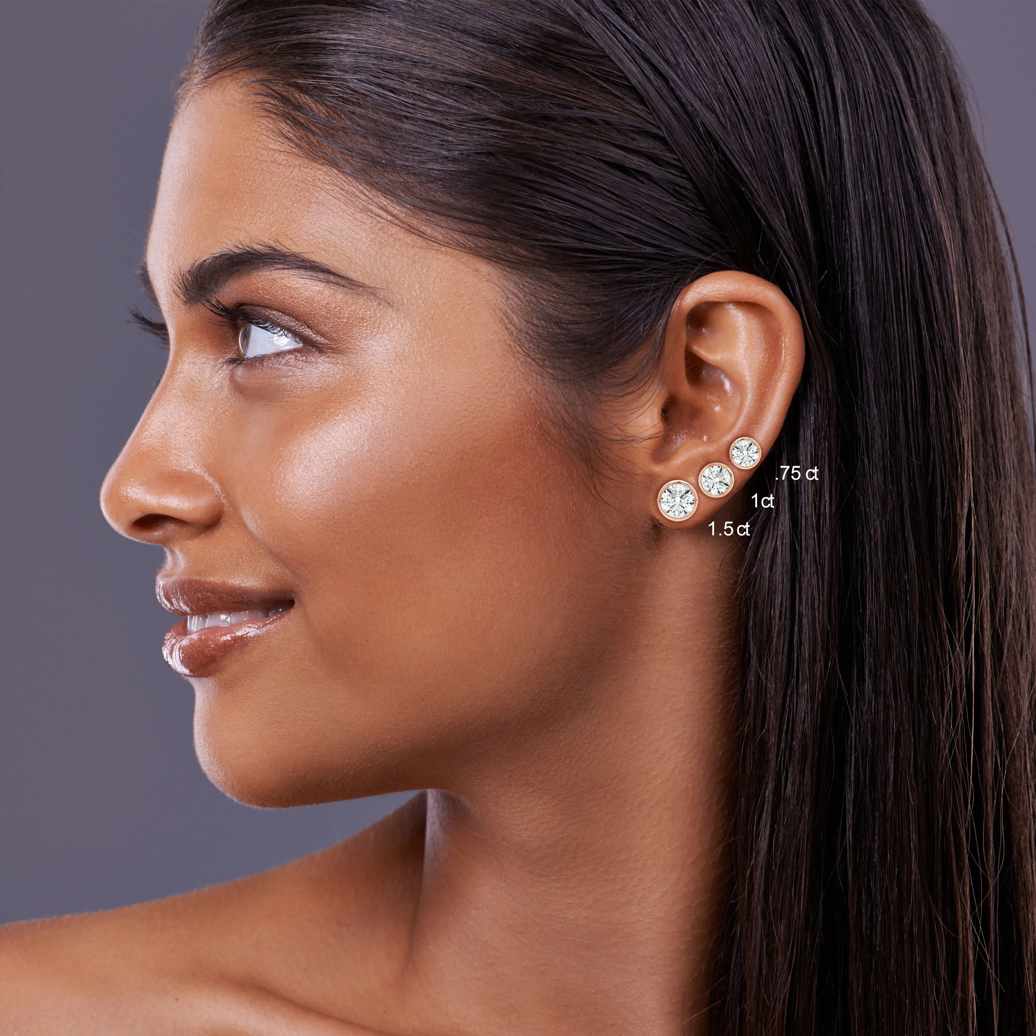 14k Rose Gold Bezel Set Round Brilliant Diamond Stud Earrings (1.06 Ct. T.w., Vs1-vs2 Clarity, F-g Color)