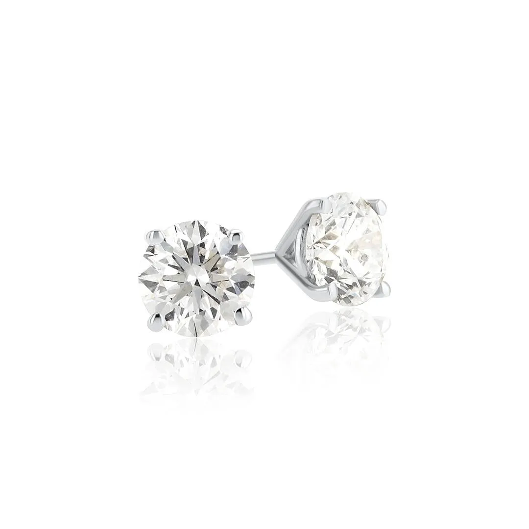 14K White Gold 1.94 CT Round Diamond Martini Stud Earrings