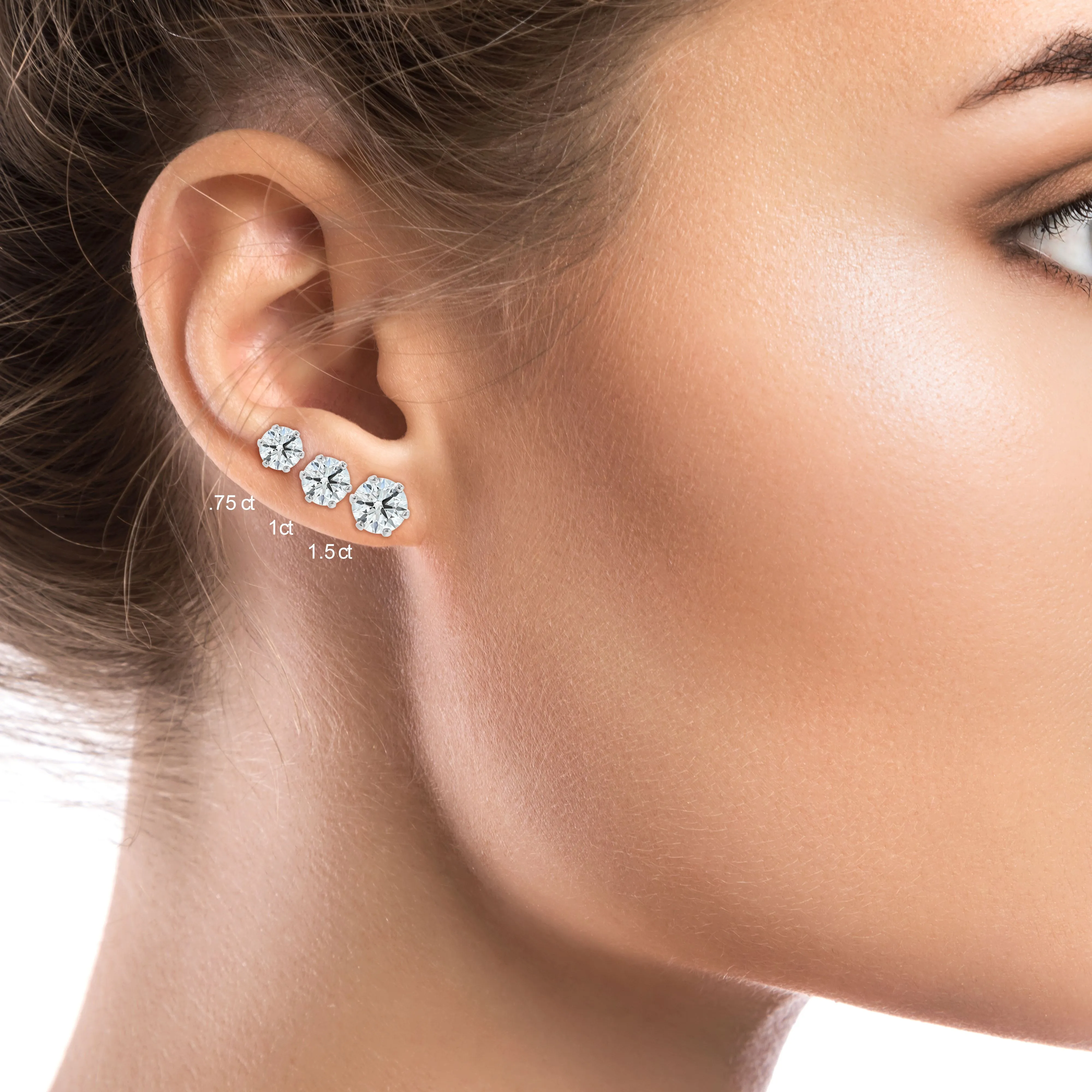14k White Gold 6-prong Round Brilliant Diamond Stud Earrings (1.06 Ct. T.w., Vs1-vs2 Clarity, H-i Color)
