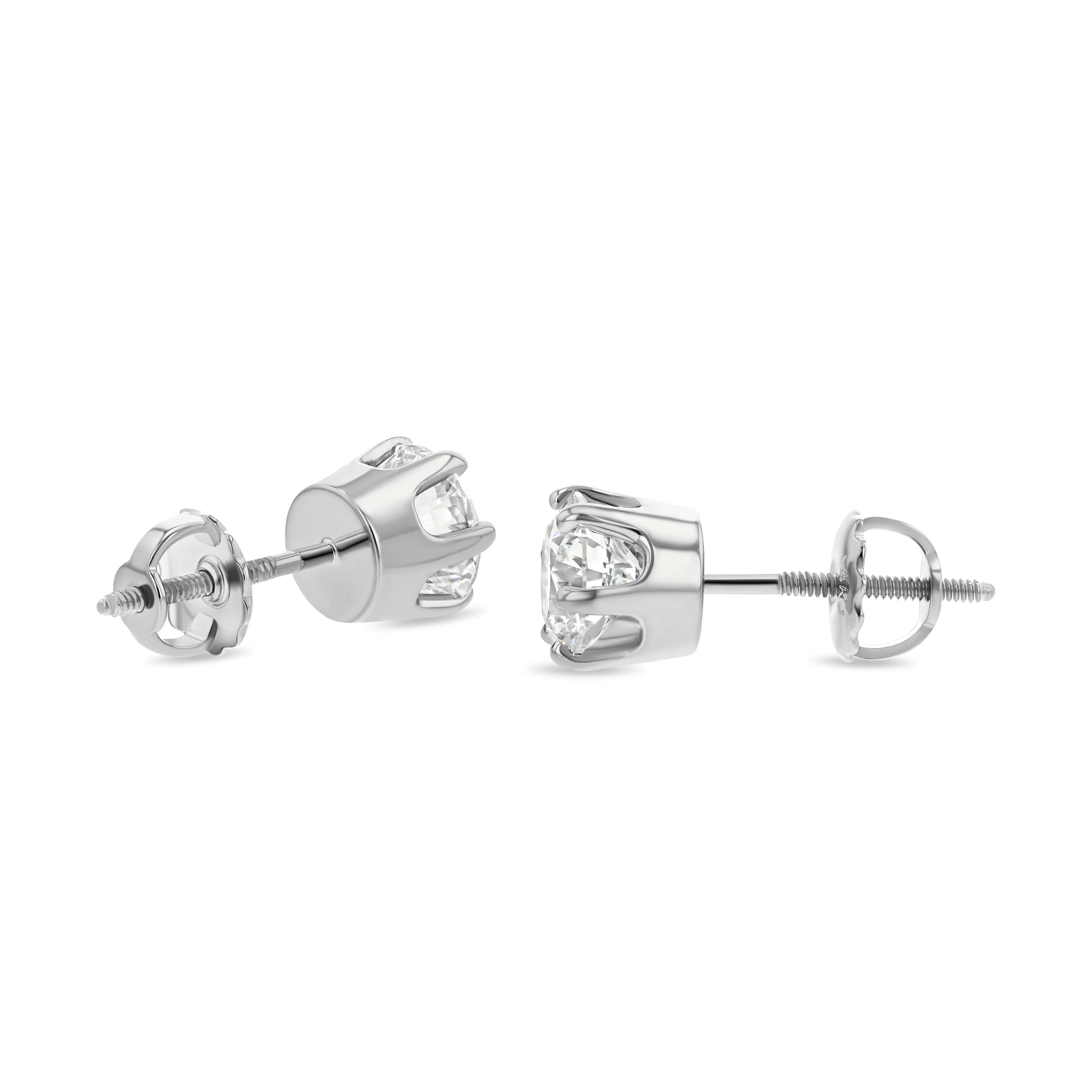 14k White Gold 6-prong Round Brilliant Diamond Stud Earrings (1.06 Ct. T.w., Vs1-vs2 Clarity, H-i Color)