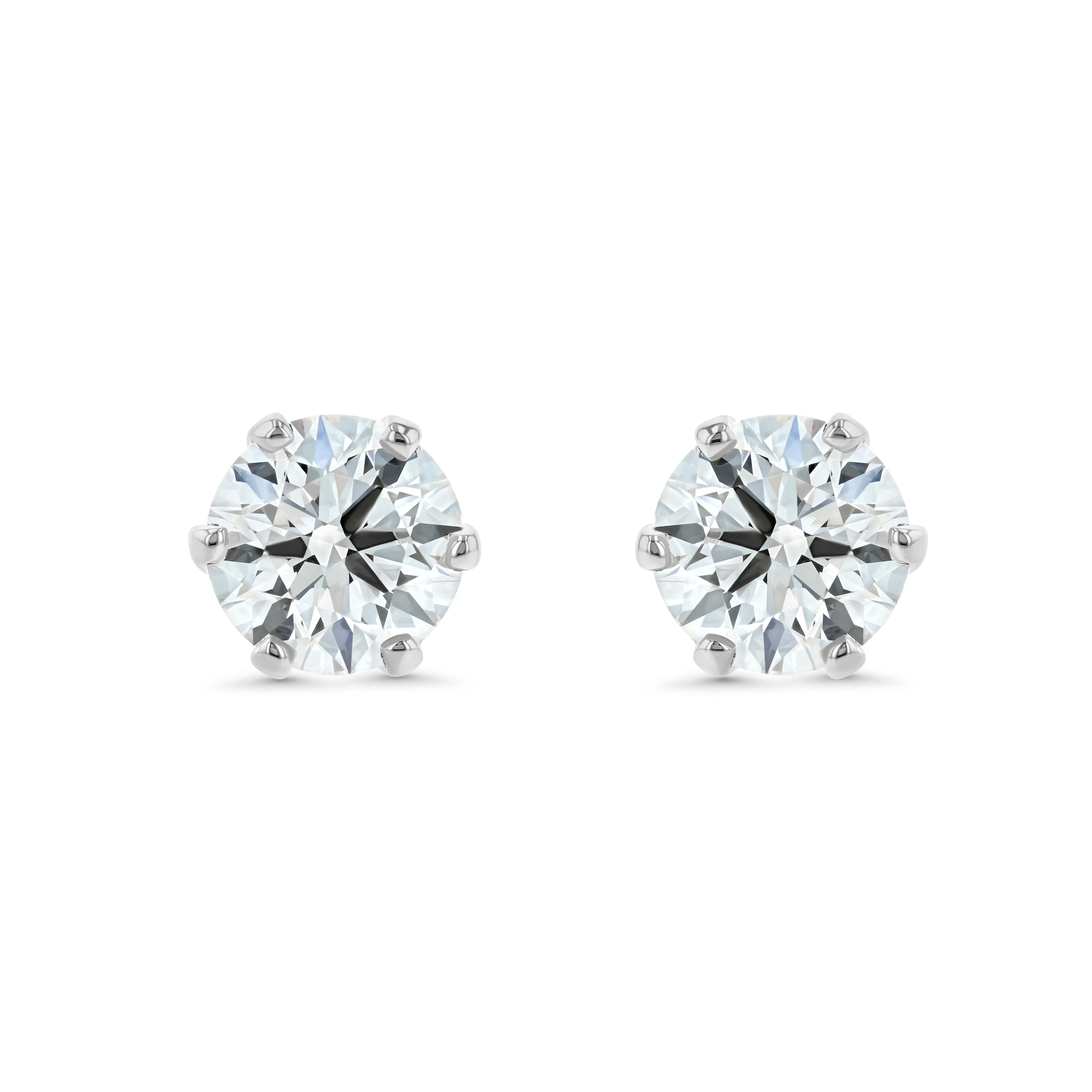 14k White Gold 6-prong Round Brilliant Diamond Stud Earrings (2.09 Ct. T.w., Si1-si2 Clarity, H-i Color)