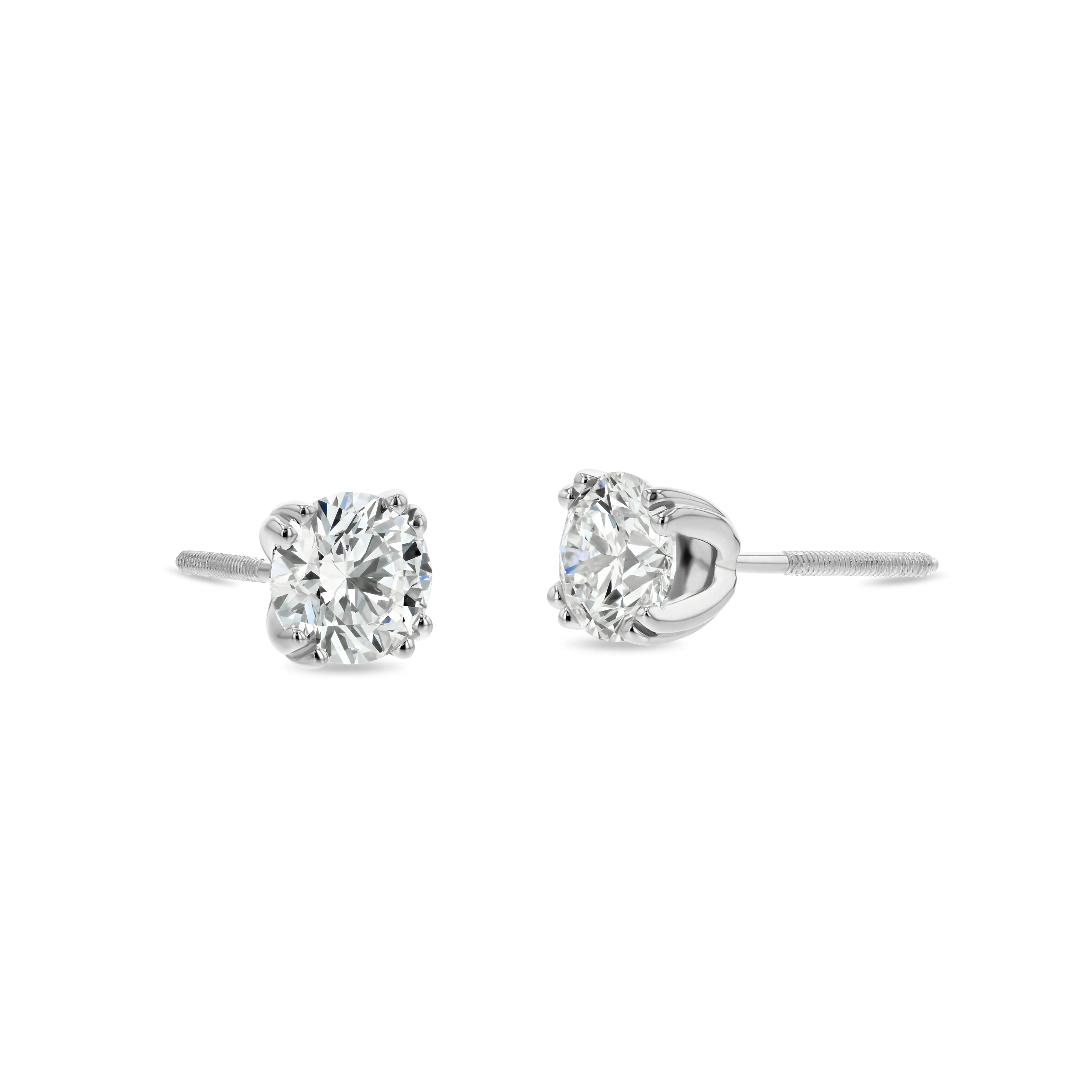 14k White Gold 8-prong Round Brilliant Diamond Stud Earrings (0.75 Ct. T.w., Si1-si2 Clarity, J-k Color)