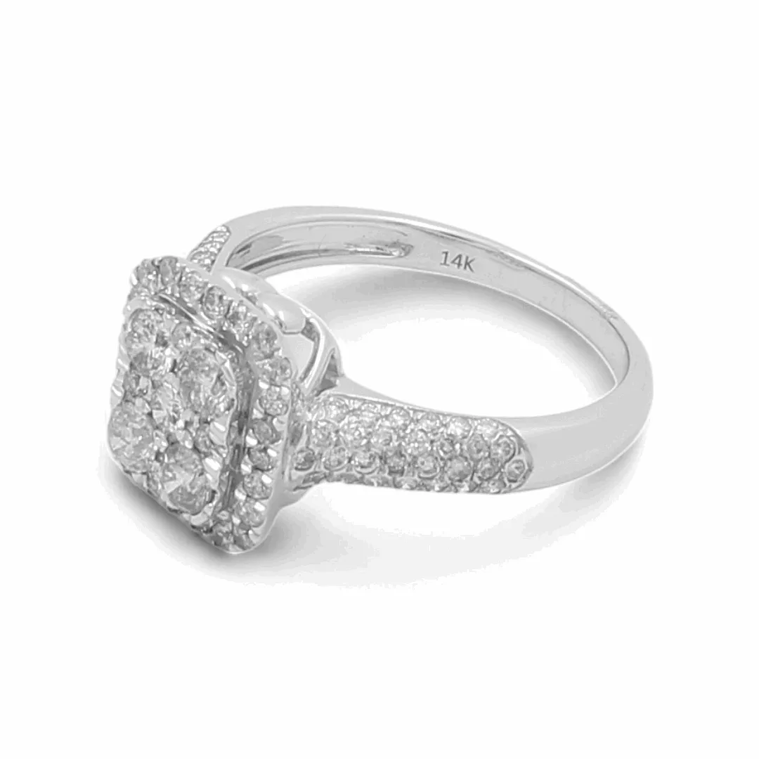 14K White Gold Bridal Woman's Ring with Diamonds