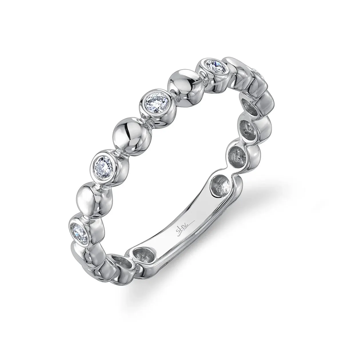 14K White Gold Bubble Stackable Diamond 0.12 Ct Band SC55022387