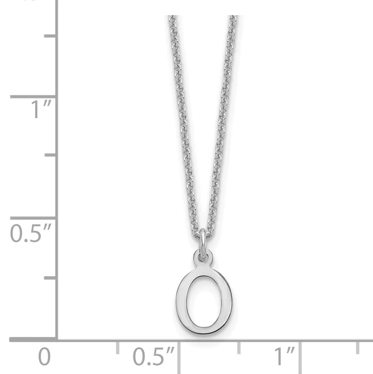 14k White Gold Tiny Cut Out Block Letter P Initial Pendant and Necklace