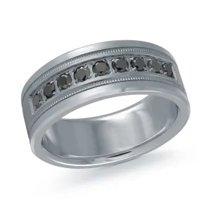14K White Gold with Carbon Fiber Ring from the Tantalum Collection by Malo - MRDTN-045-8WBD