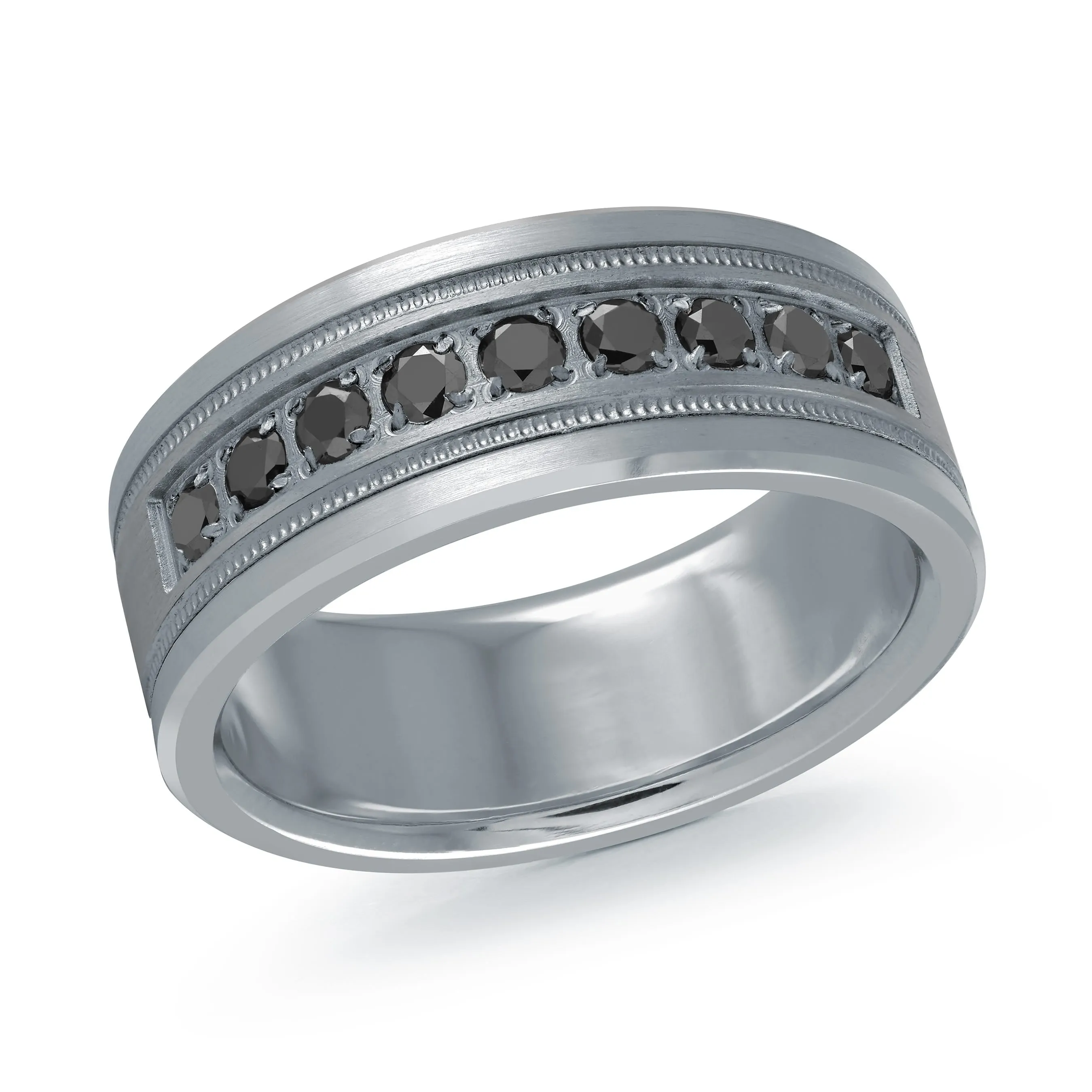 14K White Gold with Carbon Fiber Ring from the Tantalum Collection by Malo - MRDTN-045-8WBD