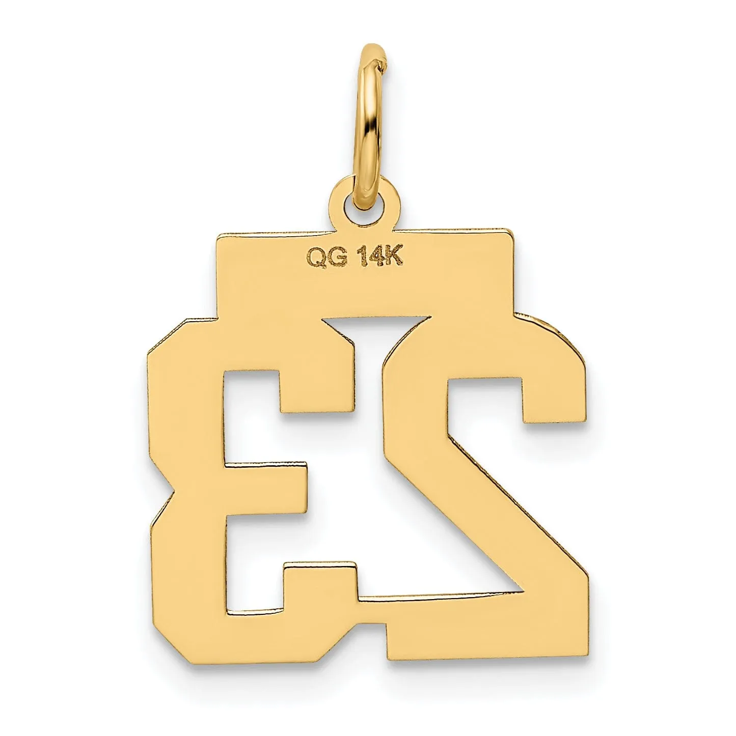 14k Yellow Gold Polished Finish Small Size Number 23 Charm Pendant