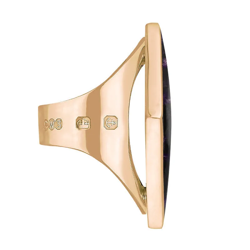 18ct Rose Gold Blue John Queen's Jubilee Hallmark Large Rhombus Ring