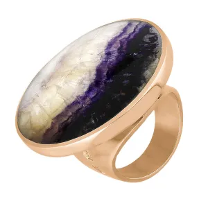 18ct Rose Gold Blue John Queen's Jubilee Hallmark Large Round Ring