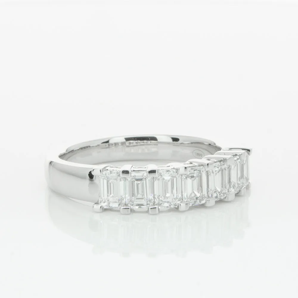 18ct White Gold 1.35ct Emerald Cut Diamond Asra Ring