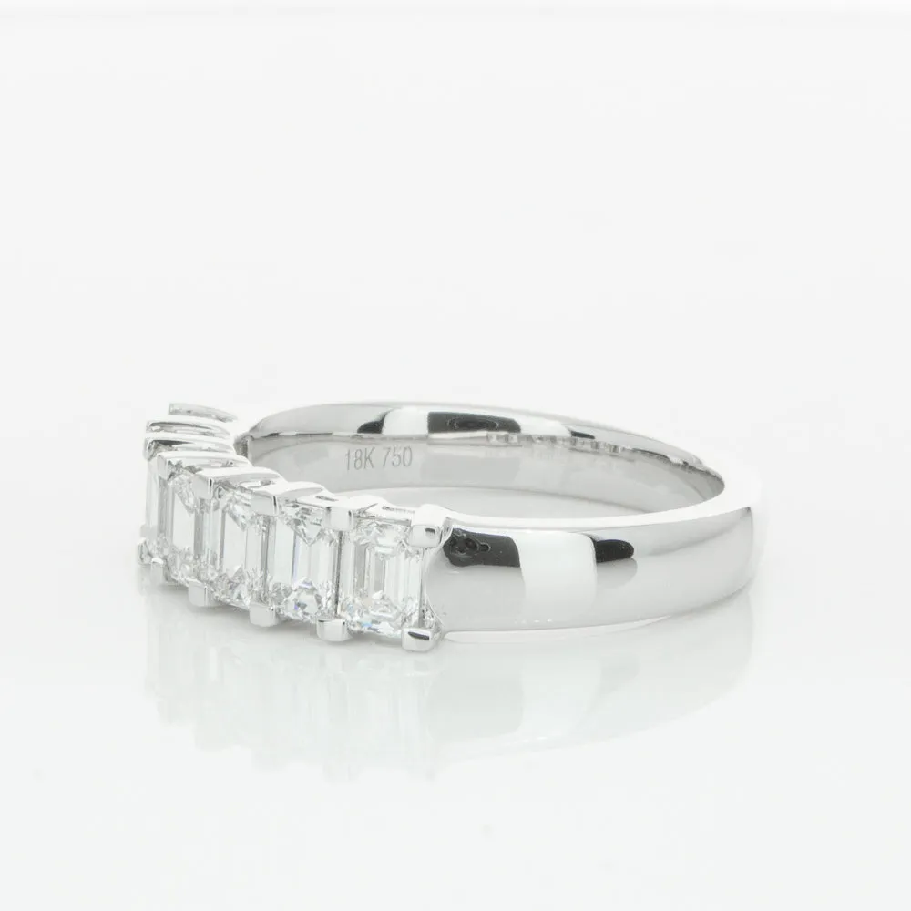 18ct White Gold 1.35ct Emerald Cut Diamond Asra Ring