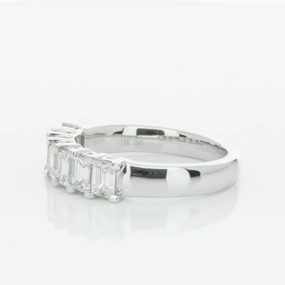 18ct White Gold 1.35ct Emerald Cut Diamond Asra Ring