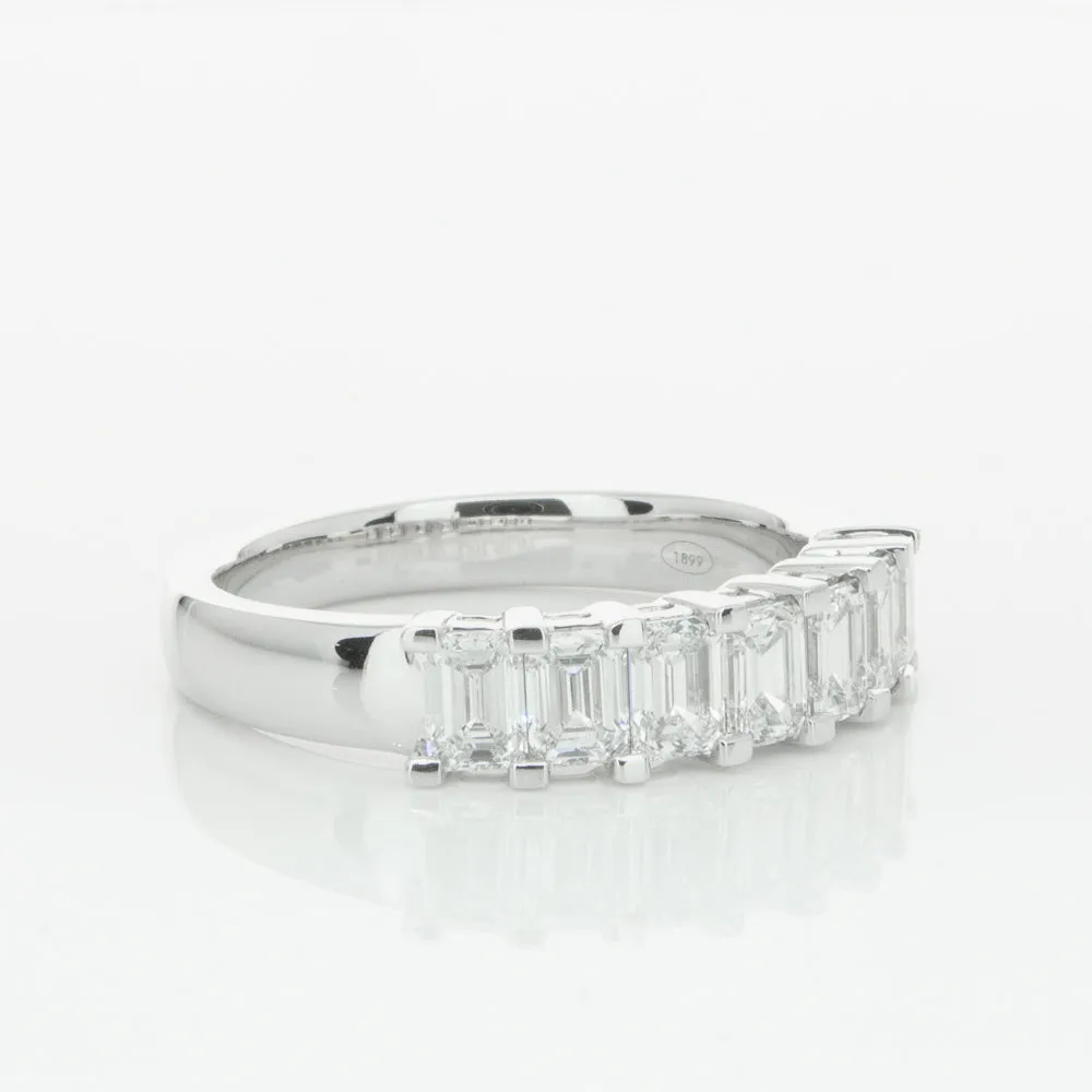 18ct White Gold 1.35ct Emerald Cut Diamond Asra Ring