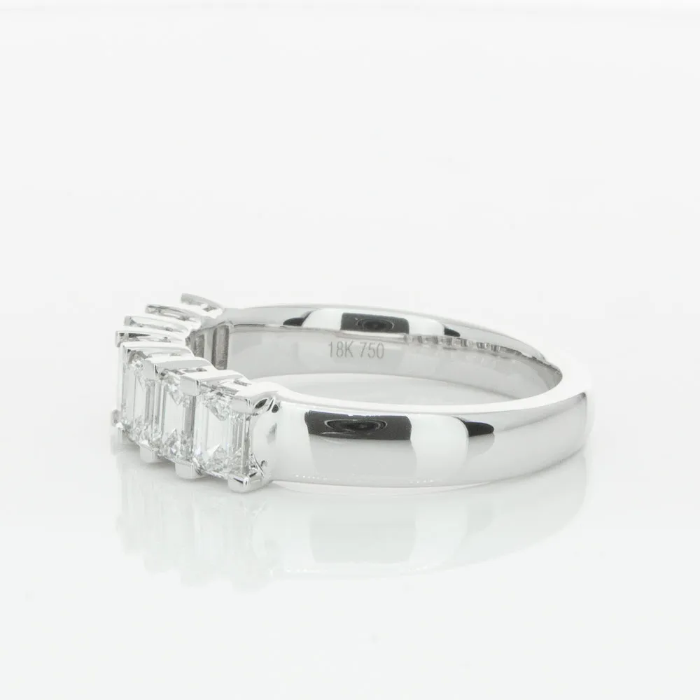 18ct White Gold 1.35ct Emerald Cut Diamond Asra Ring