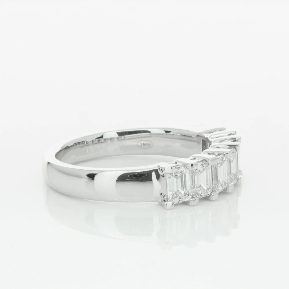 18ct White Gold 1.35ct Emerald Cut Diamond Asra Ring