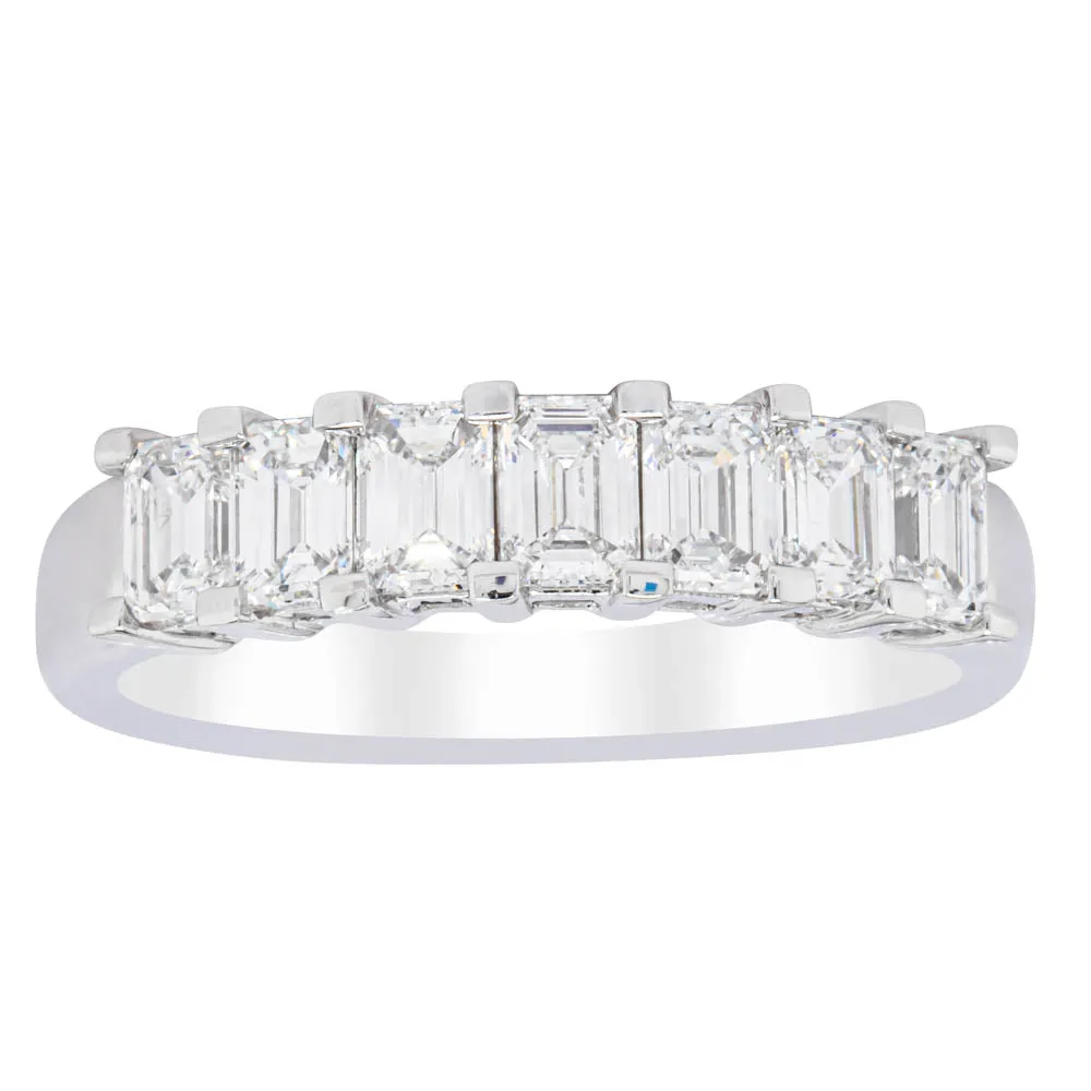 18ct White Gold 1.35ct Emerald Cut Diamond Asra Ring