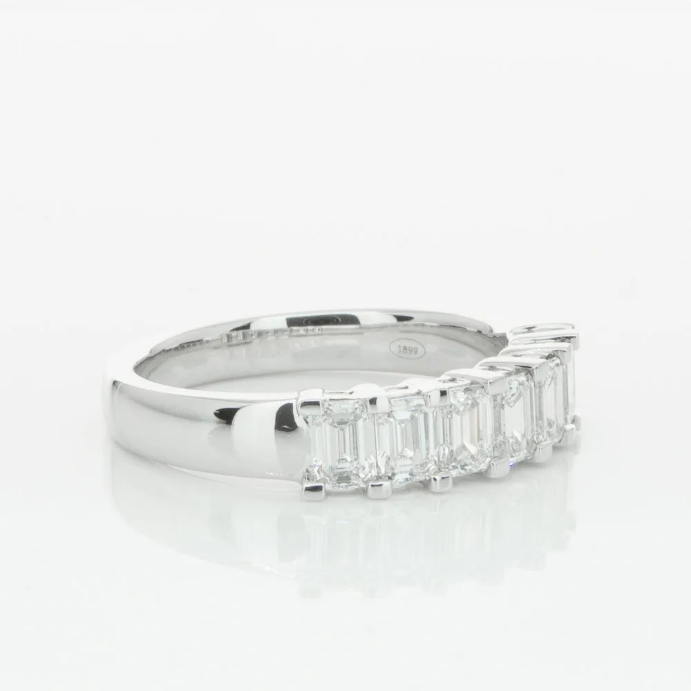 18ct White Gold 1.35ct Emerald Cut Diamond Asra Ring