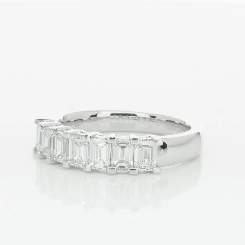 18ct White Gold 1.35ct Emerald Cut Diamond Asra Ring