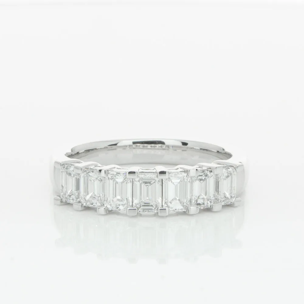 18ct White Gold 1.35ct Emerald Cut Diamond Asra Ring