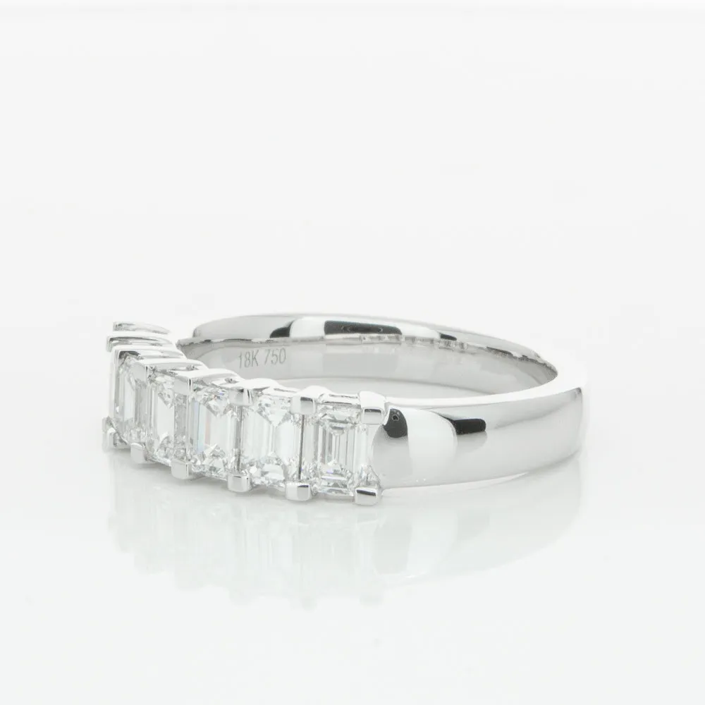 18ct White Gold 1.35ct Emerald Cut Diamond Asra Ring