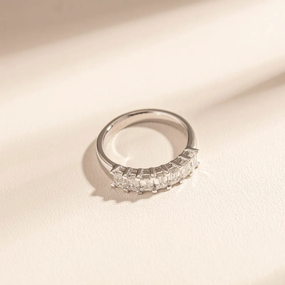 18ct White Gold 1.35ct Emerald Cut Diamond Asra Ring