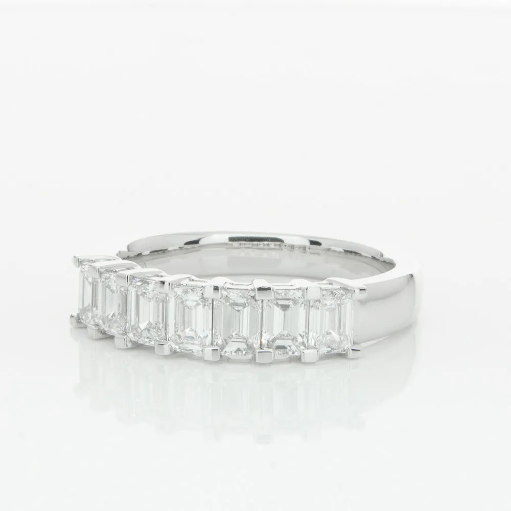 18ct White Gold 1.35ct Emerald Cut Diamond Asra Ring
