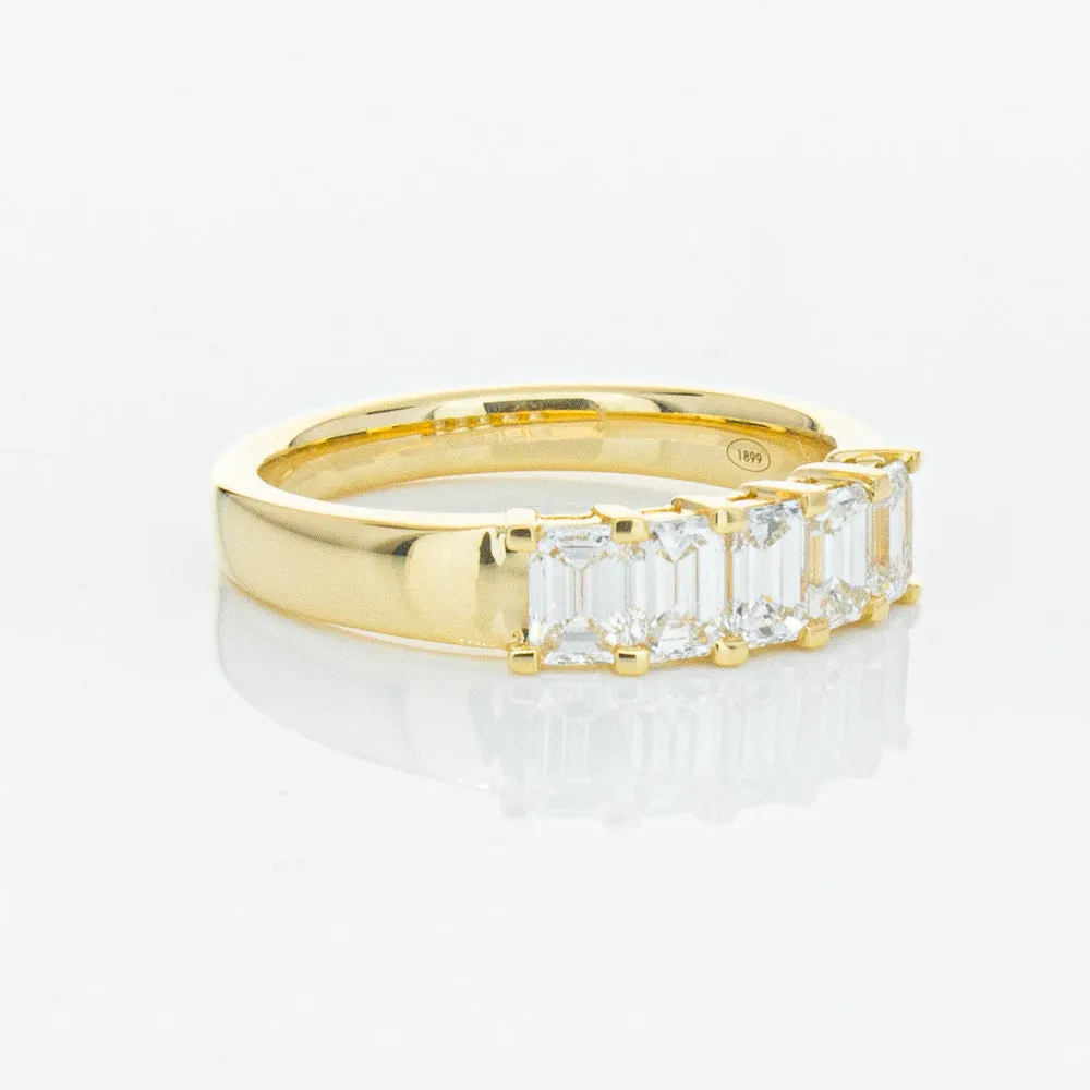 18ct Yellow Gold 1.02ct Emerald Cut Diamond Asra Ring