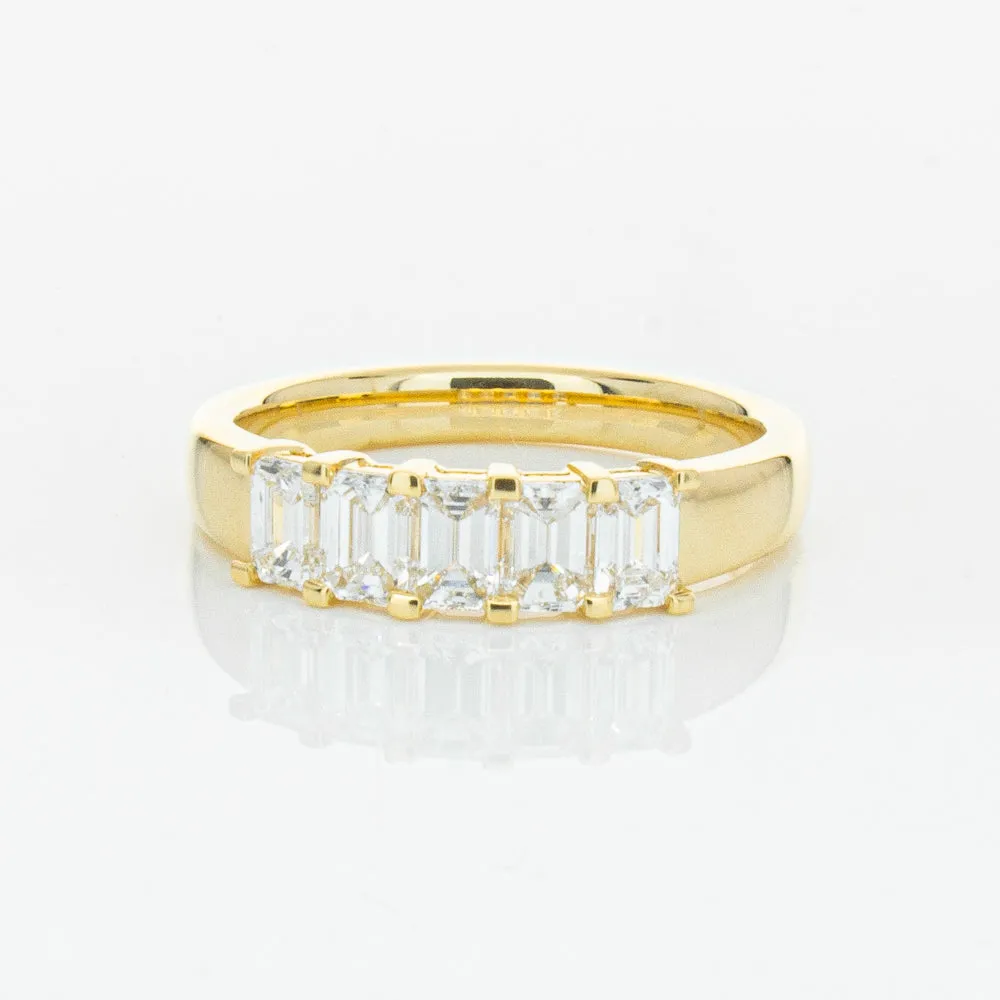 18ct Yellow Gold 1.02ct Emerald Cut Diamond Asra Ring