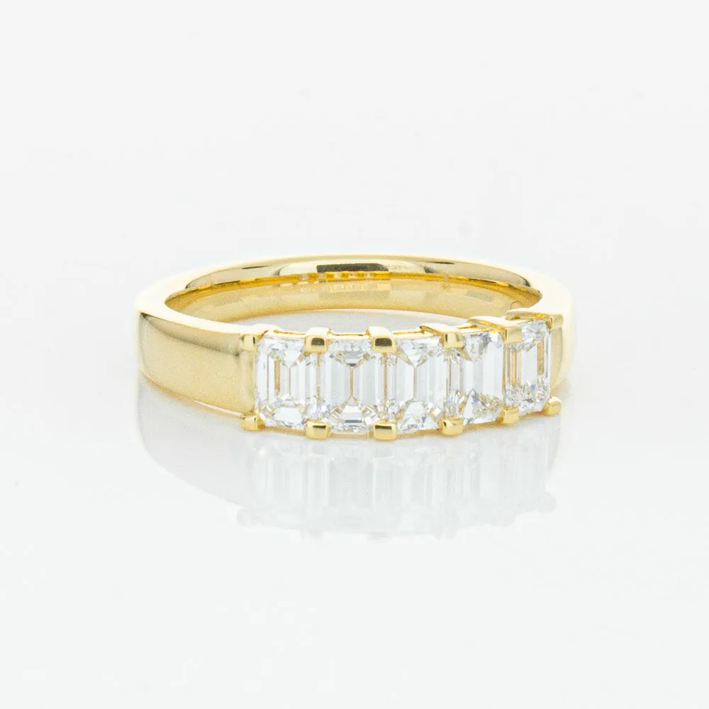 18ct Yellow Gold 1.02ct Emerald Cut Diamond Asra Ring