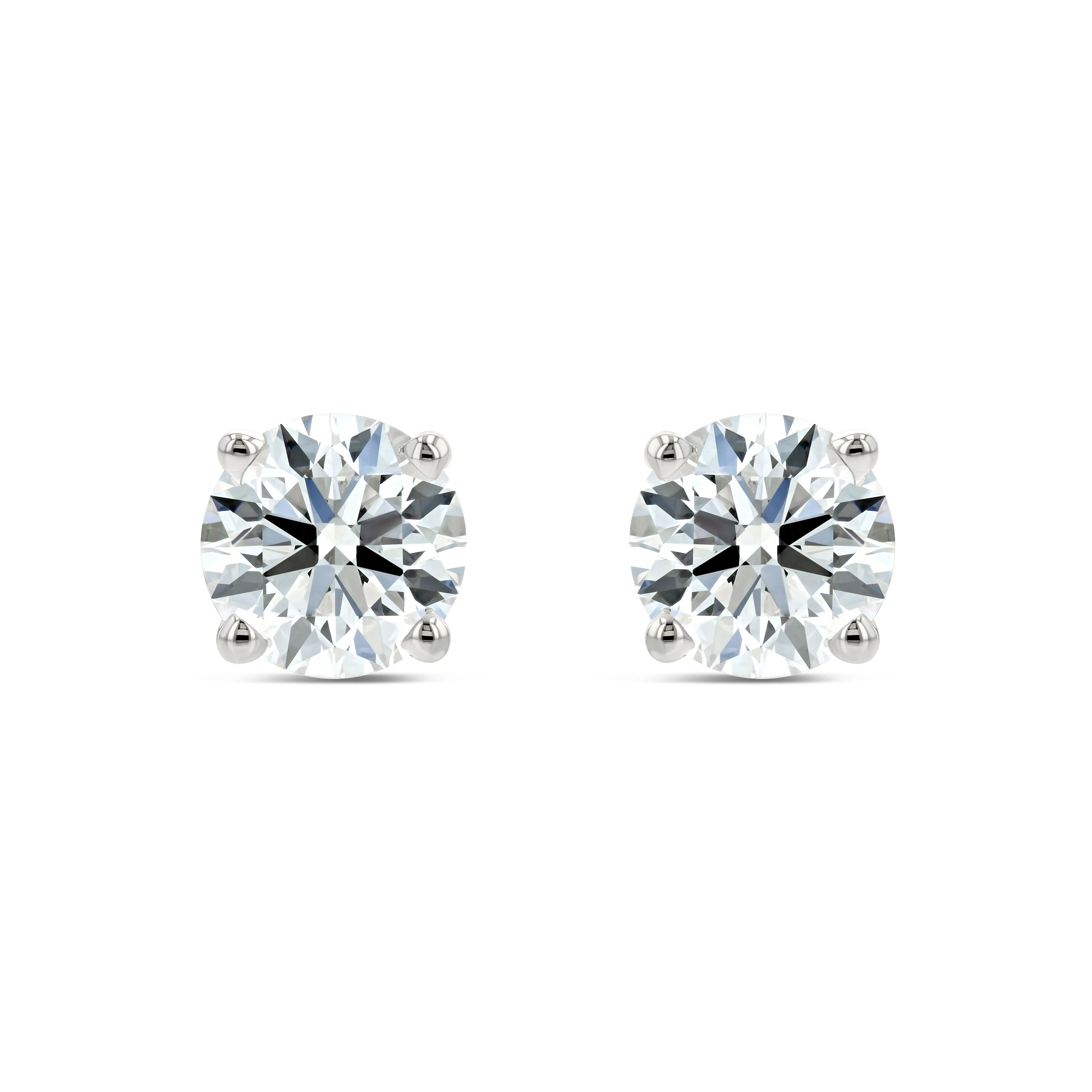 18k White Gold 4-prong Round Brilliant Diamond Stud Earrings (0.32 Ct. T.w., Vs1-vs2 Clarity, F-g Color)