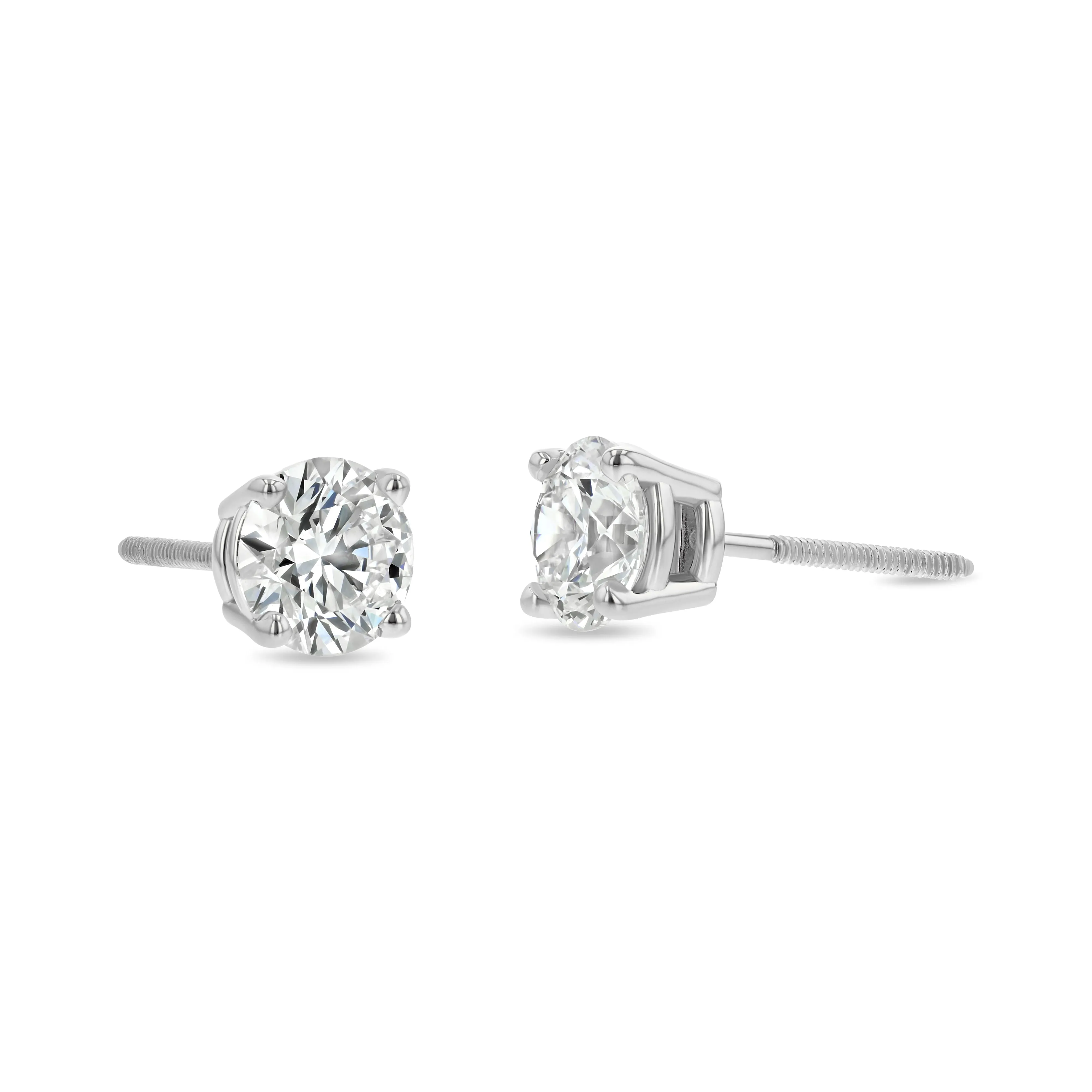 18k White Gold 4-prong Round Brilliant Diamond Stud Earrings (0.32 Ct. T.w., Vs1-vs2 Clarity, F-g Color)