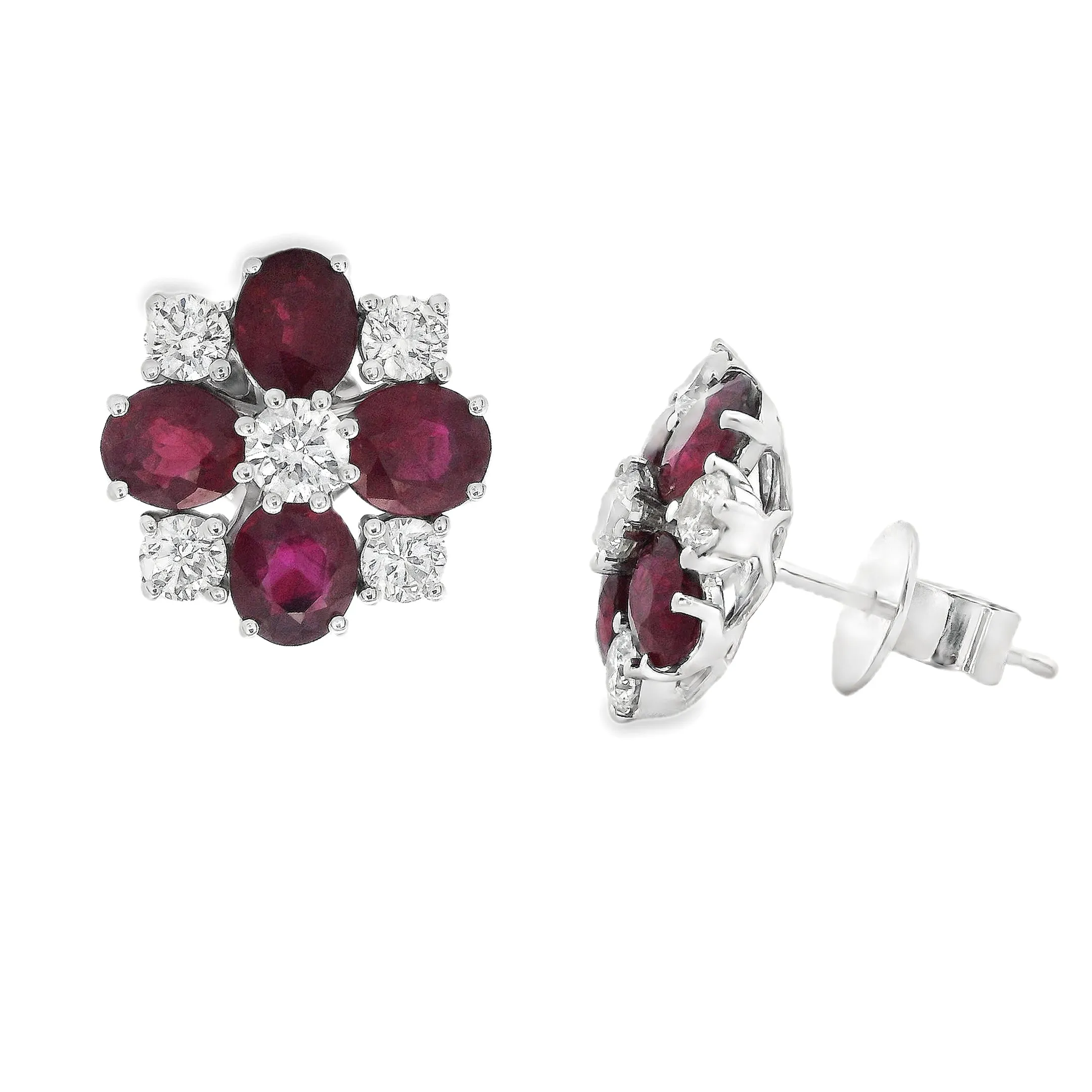 18k White Gold Diamond and Ruby Earrings