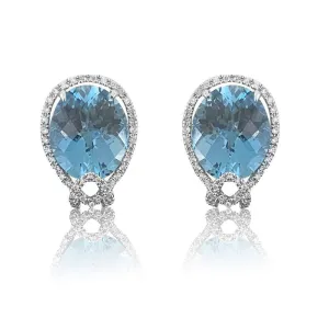 18kt White Gold Blue Topaz and Diamond earrings