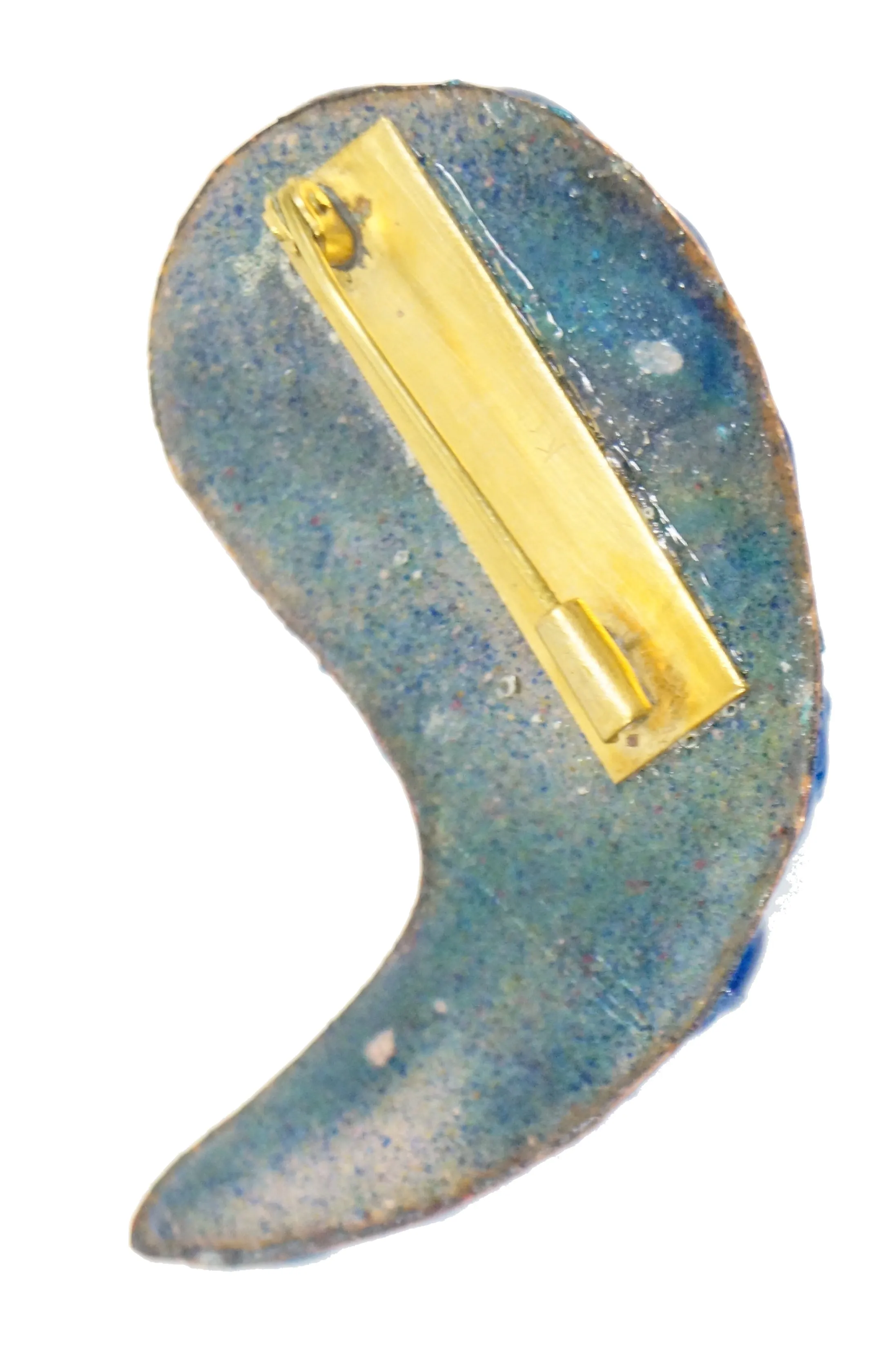 1950s Atomic Age Blue Molded Glass on Foiled Copper Demi Parure