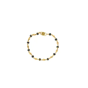 22K Yellow Gold Exquisite Baby Bracelet W/ Black-beads, 3 grams