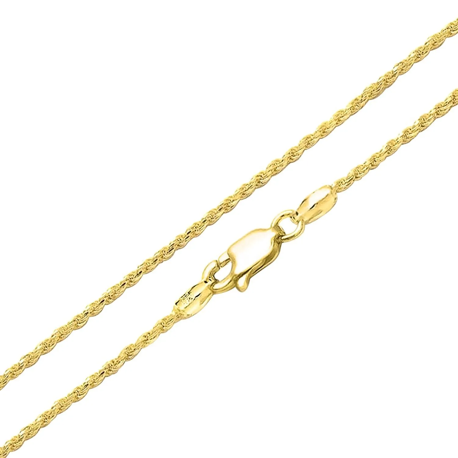 2MM 040 Gauge Strong 14K Gold Plated 925 Sterling Silver Rope Link Chain Necklace For Women Made In Italy 16 20 24 In 16.0 Inches