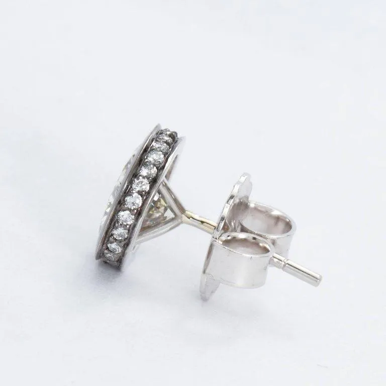 3.00 Carat GIA Certified Diamond Brushed Platinum Stud Earrings