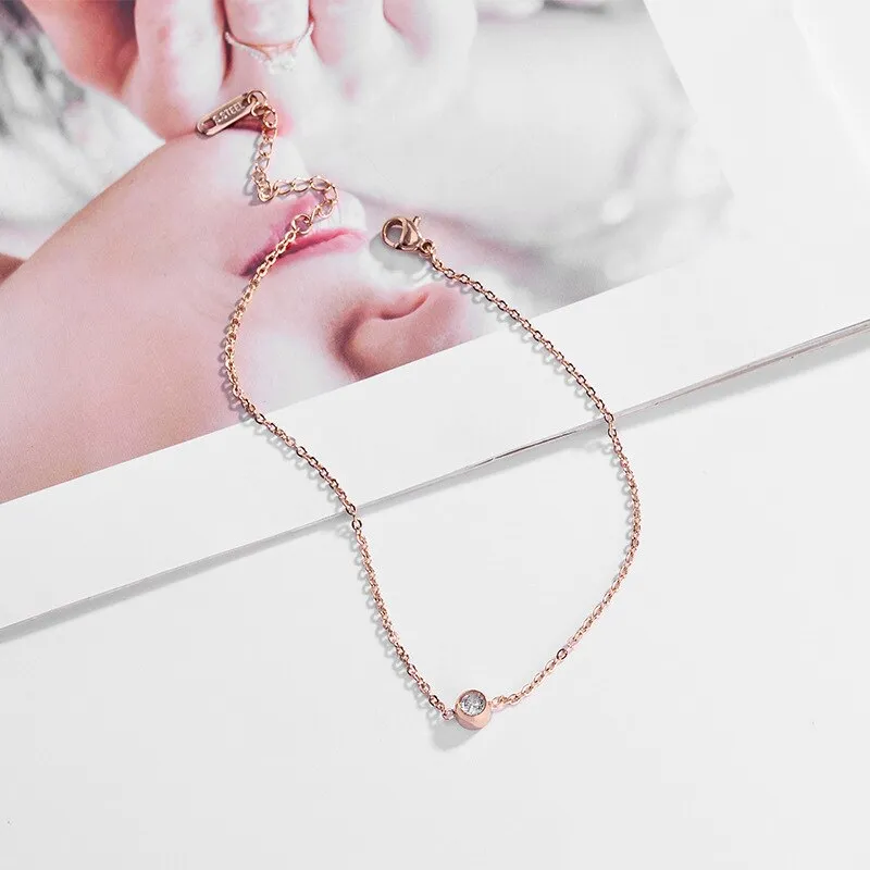 316L Stainless Steel  A Zircon Shiny Beautiful Golden Bracelet For Women